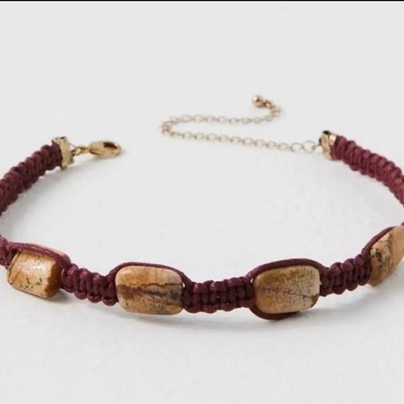 FREE PEOPLE Sweet Caroline Choker in Tan Ocean Jasper Stone (red/brown)